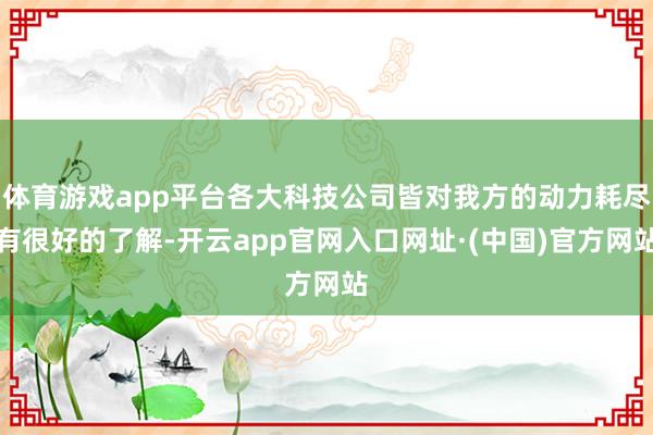 体育游戏app平台各大科技公司皆对我方的动力耗尽有很好的了解-开云app官网入口网址·(中国)官方网站